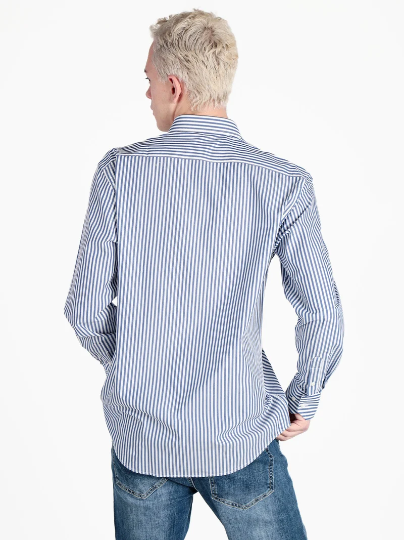 Camicia da uomo a righe regular fit in cotone - jeans