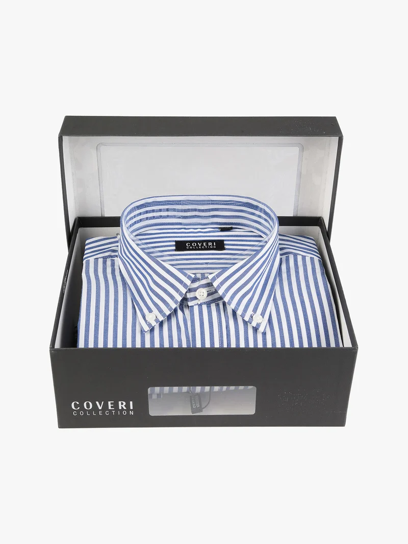 Camicia da uomo a righe regular fit in cotone - jeans