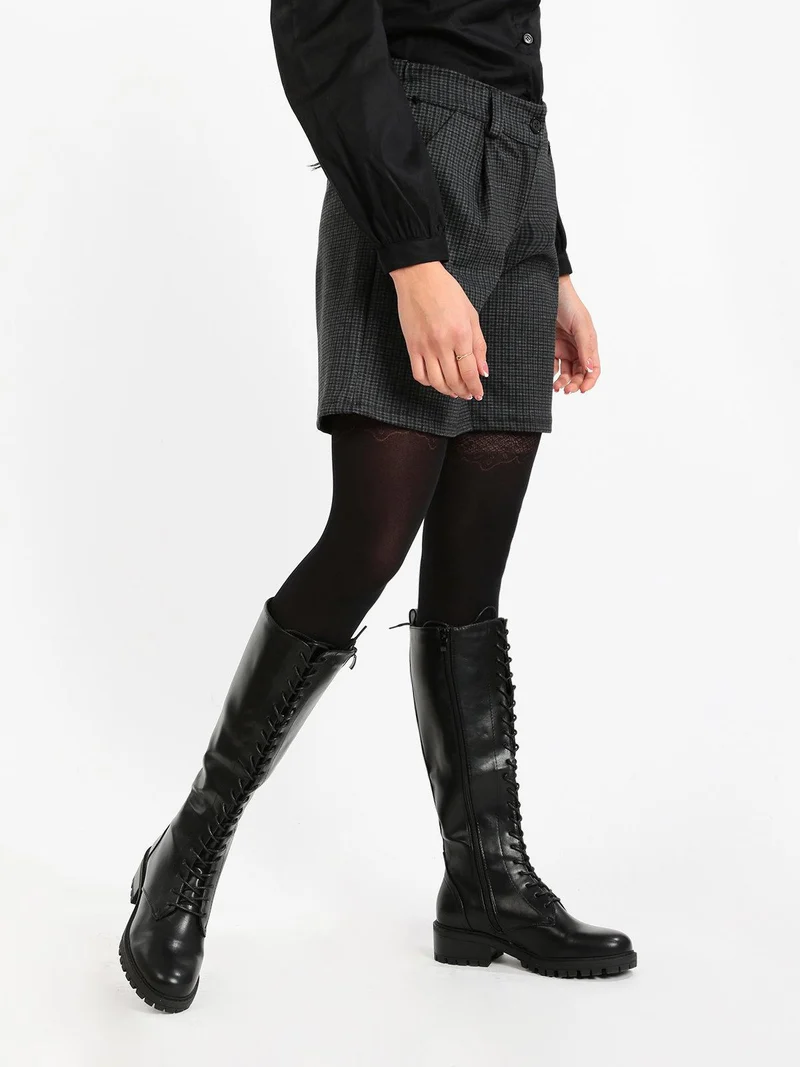 Shorts donna a quadretti - nero