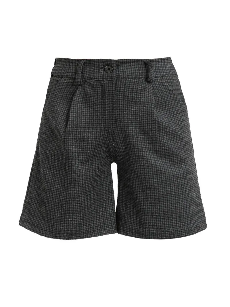 Shorts donna a quadretti - nero