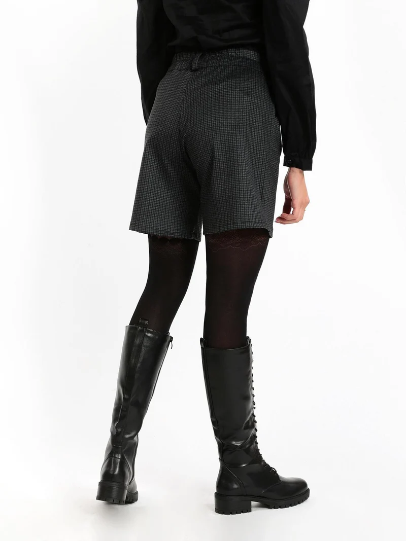 Shorts donna a quadretti - nero
