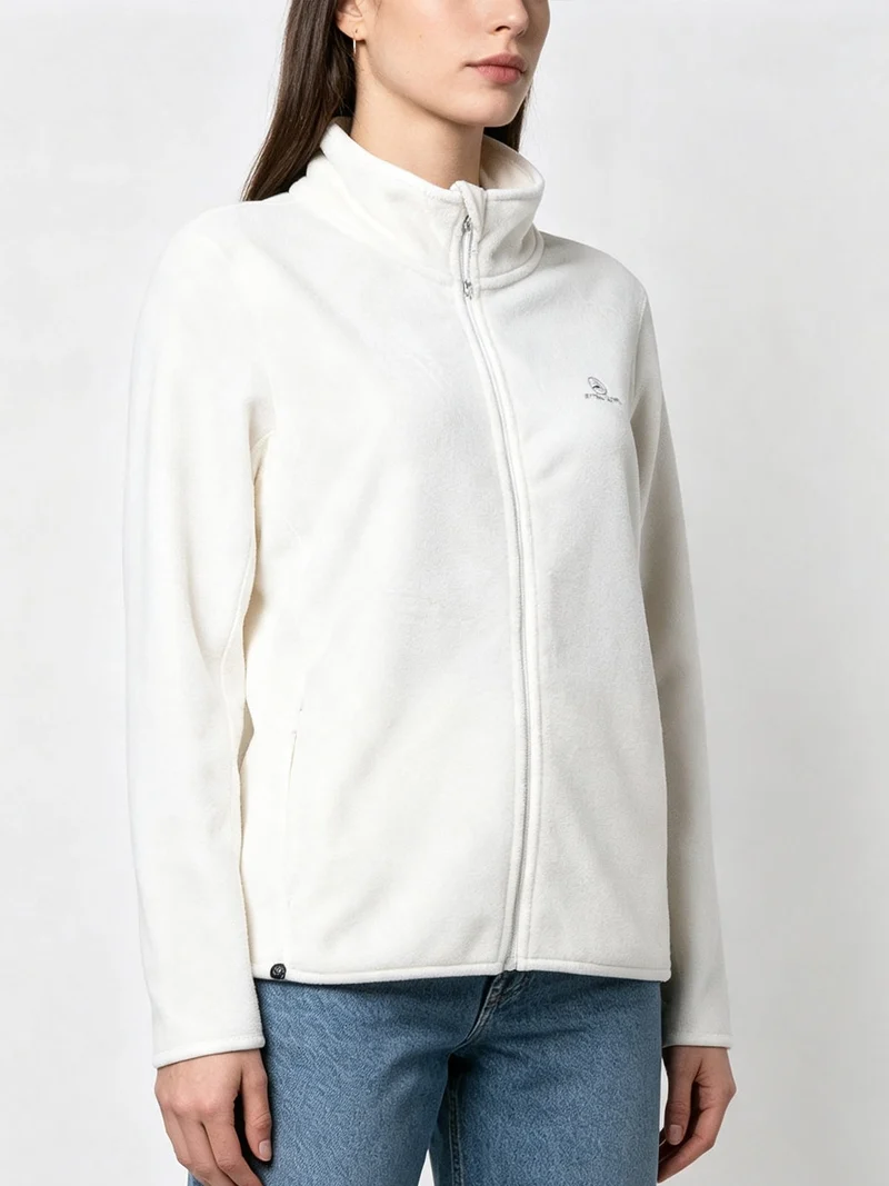 Felpa donna in pile full zip taglie grandi - bianco