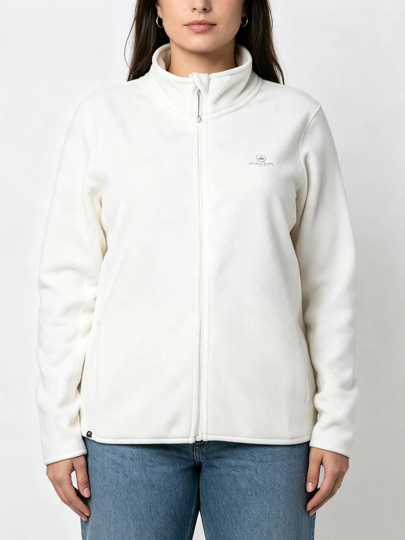 Felpa donna in pile full zip taglie grandi - bianco