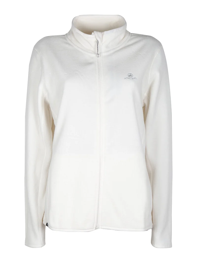 Felpa donna in pile full zip taglie grandi - bianco