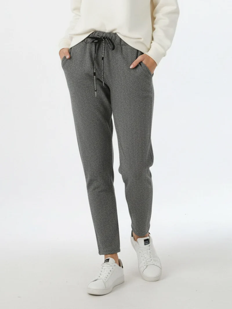 Pantaloni donna jogger effetto flanella - nero