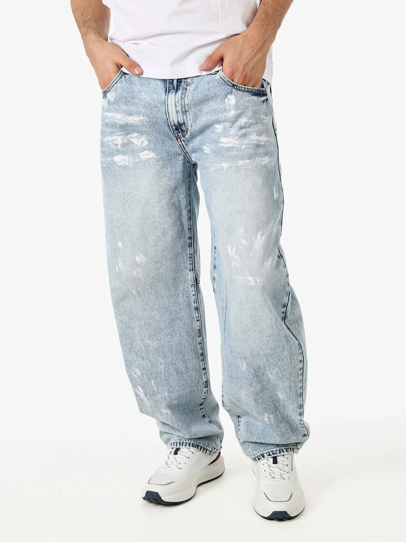 Jeans baggy da uomo con dettagli effetto vernice - jeans