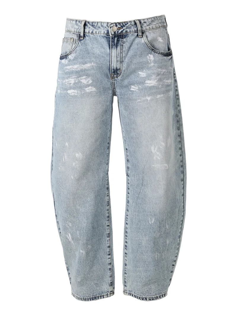 Jeans baggy da uomo con dettagli effetto vernice - jeans