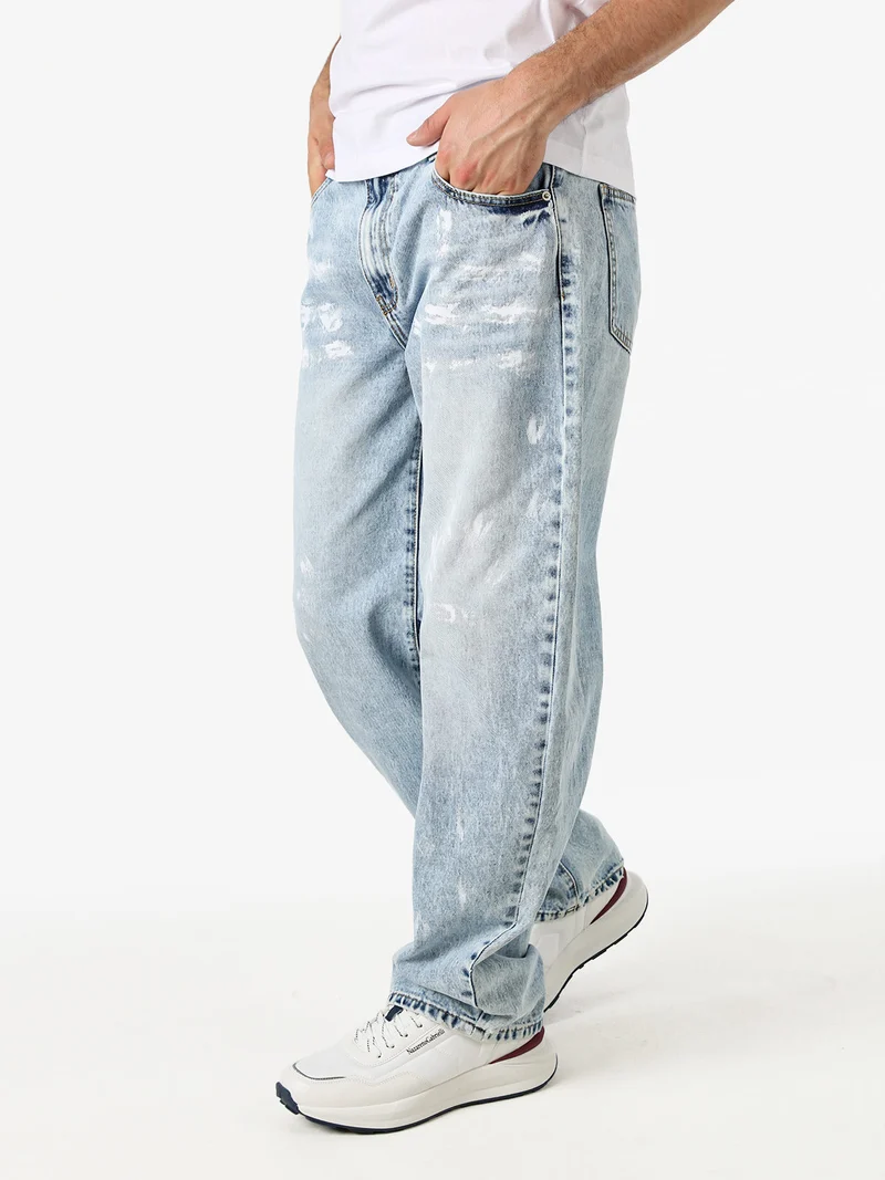 Jeans baggy da uomo con dettagli effetto vernice - jeans