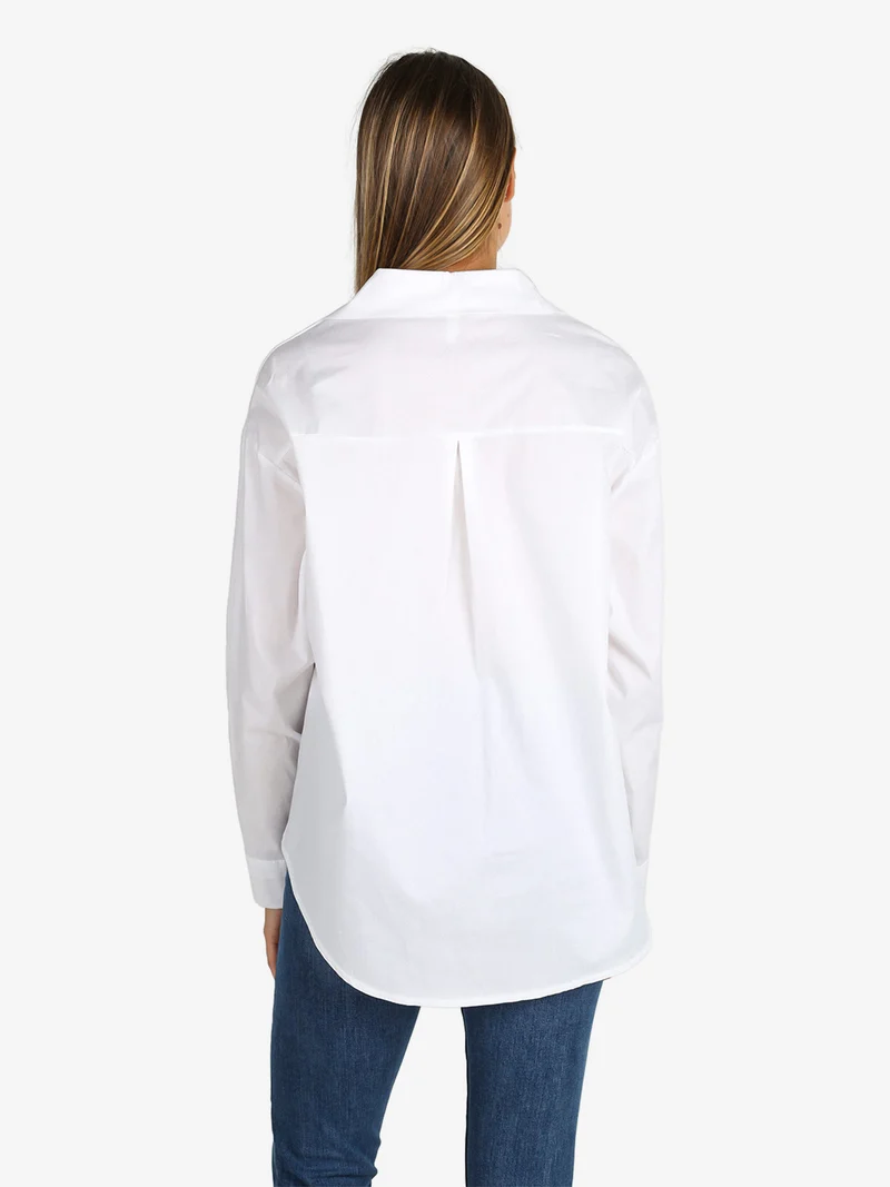 Camicia donna in cotone oversize a maniche lunghe - bianco