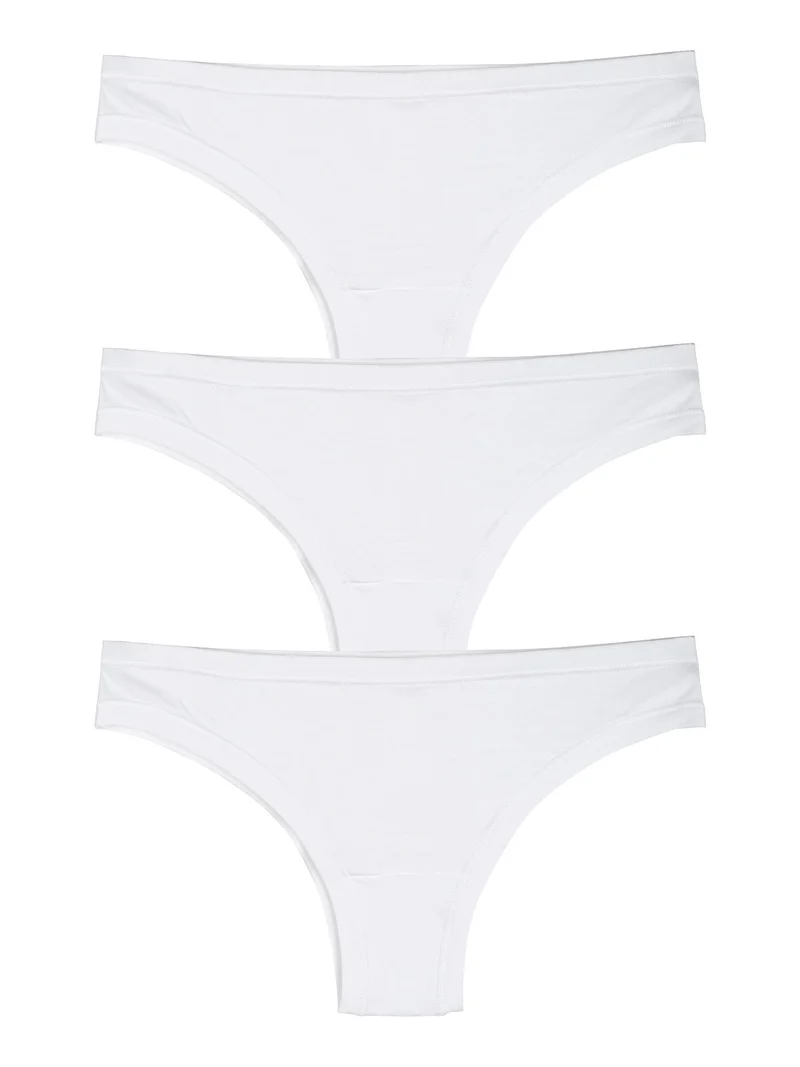 Confezione da 3 brasiliani da donna in cotone bielastico - bianco
