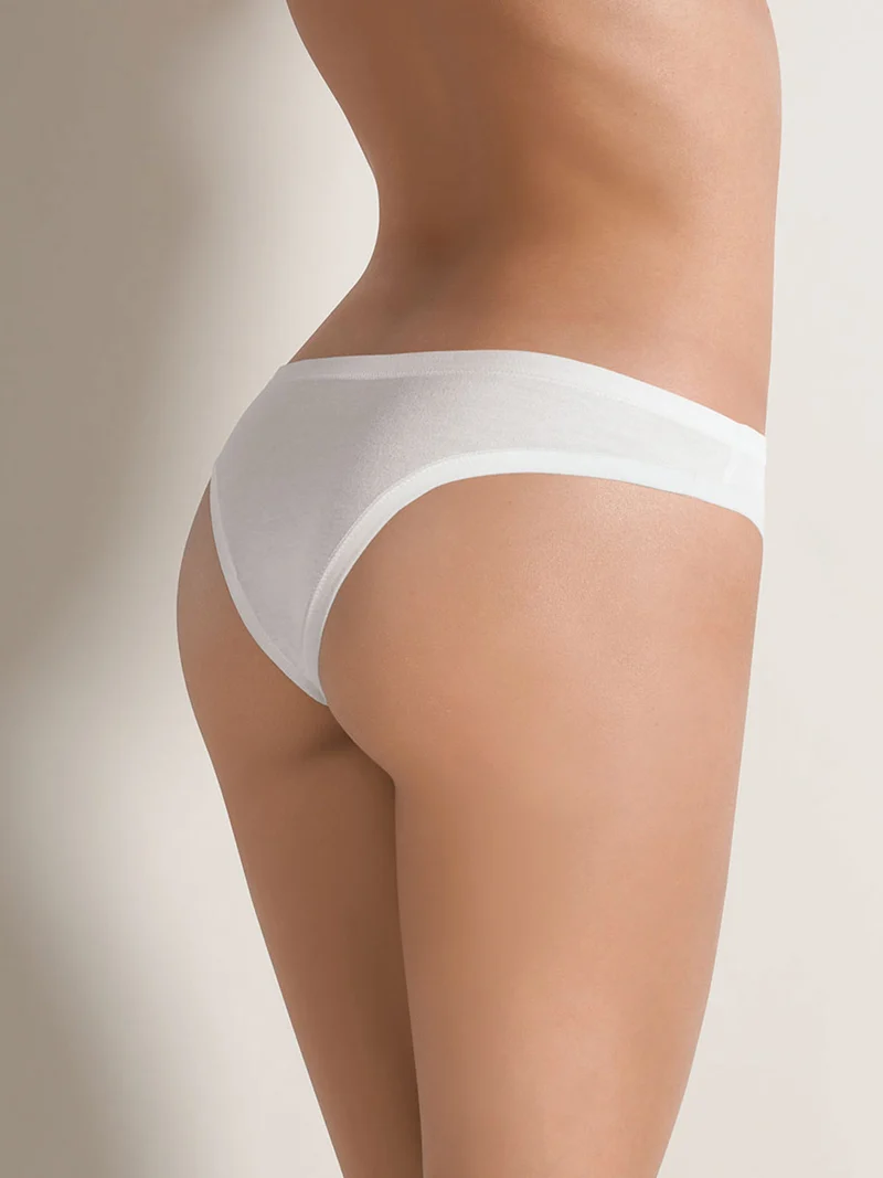Confezione da 3 brasiliani da donna in cotone bielastico - bianco