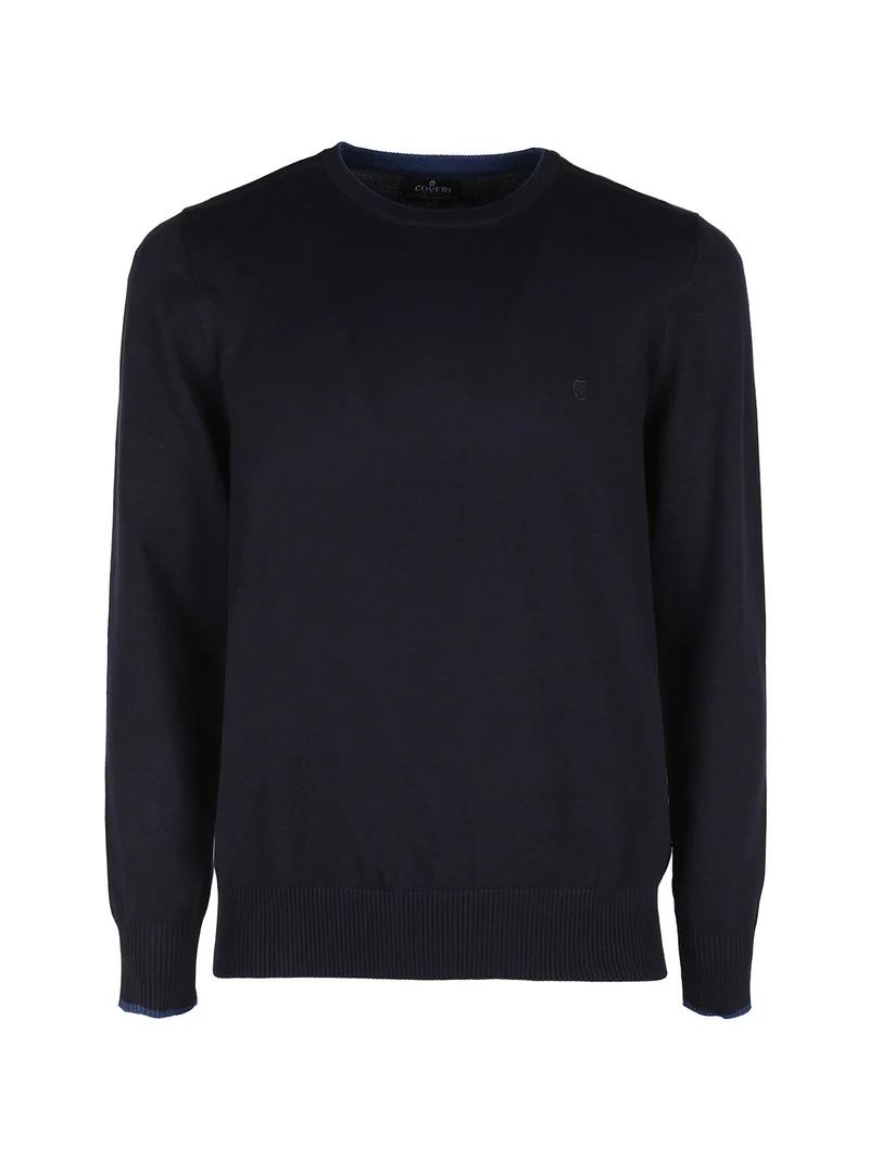 Pullover girocollo da uomo in maglia - blu scuro