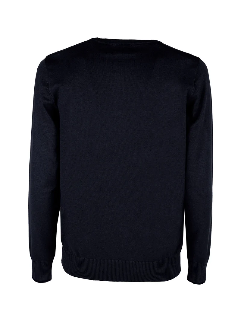Pullover girocollo da uomo in maglia - blu scuro