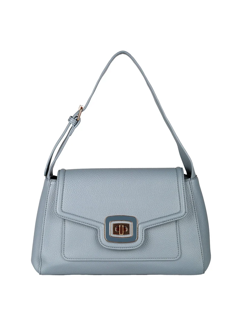 Borsa donna a spalla con chiusura a girello - azzurro