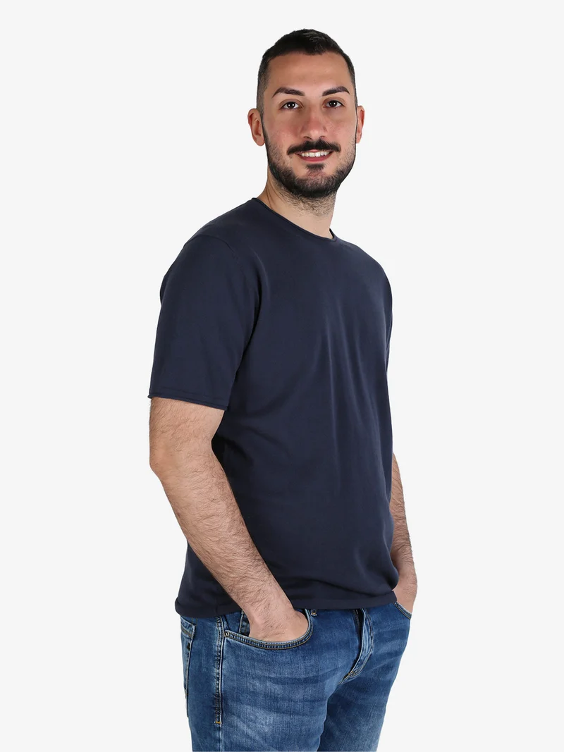 T-shirt da uomo in cotone - blu scuro