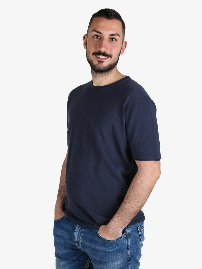 T-shirt da uomo in cotone - blu scuro
