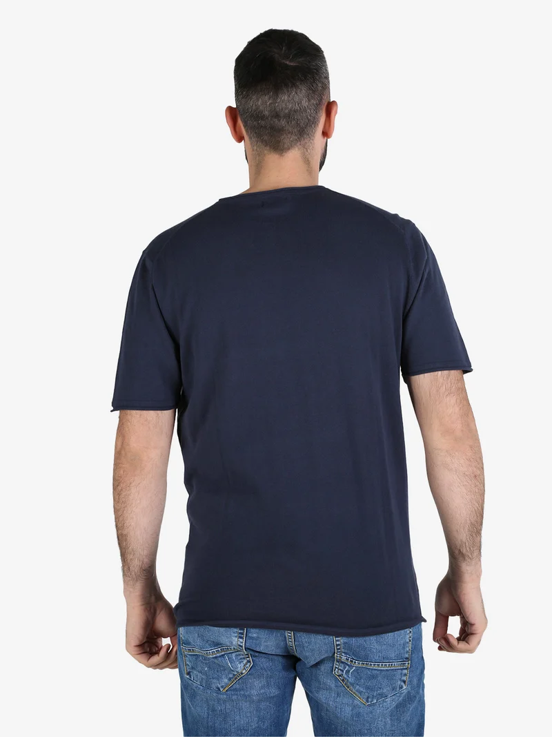 T-shirt da uomo in cotone - blu scuro