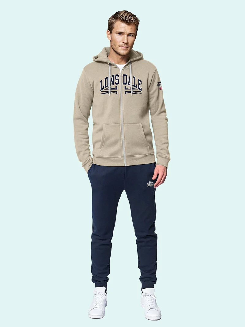 Completo tuta da uomo 2 pezzi con cappuccio e zip - naturale