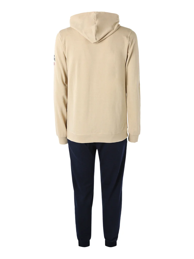 Completo tuta da uomo 2 pezzi con cappuccio e zip - naturale