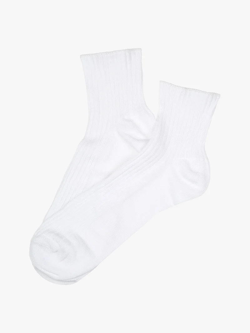 Calze corte da donna a costine - bianco