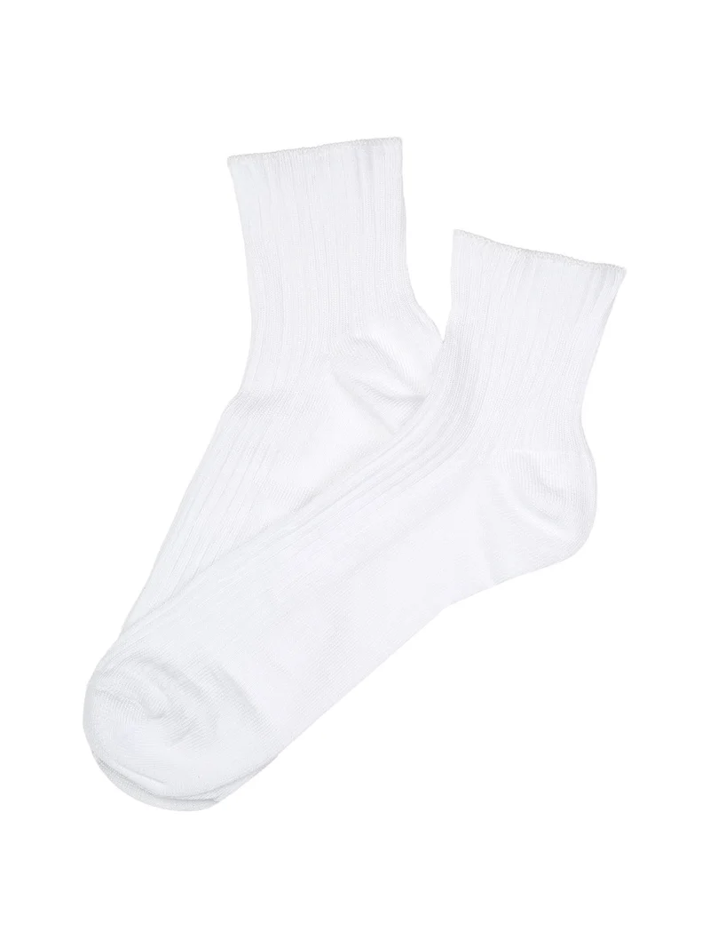 Calze corte da donna a costine - bianco