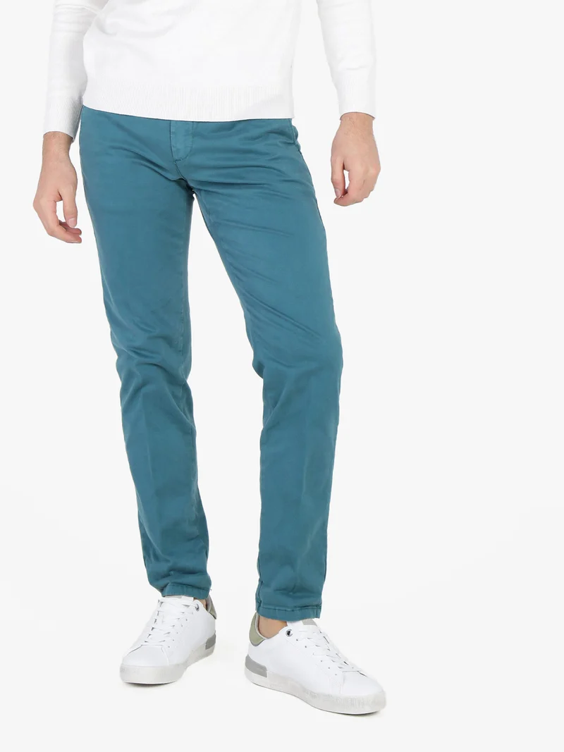 Pantaloni da uomo in cotone slim fit - ottanio