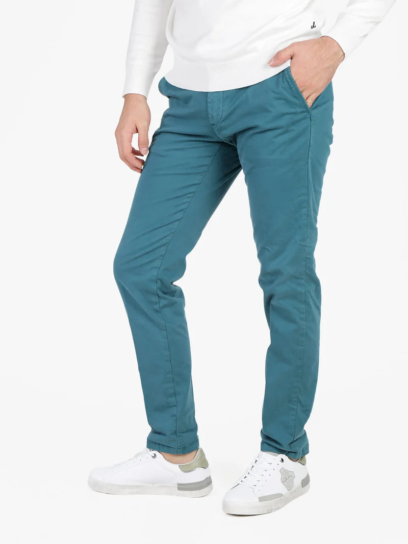 Pantaloni da uomo in cotone slim fit - ottanio