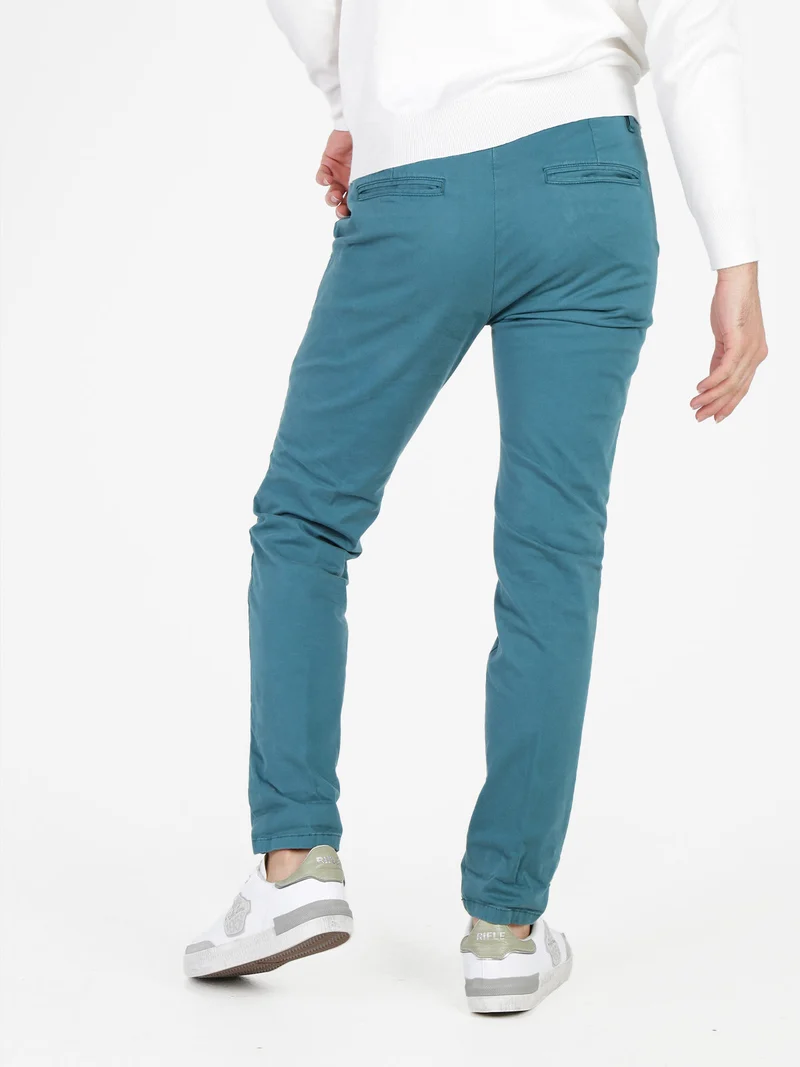 Pantaloni da uomo in cotone slim fit - ottanio