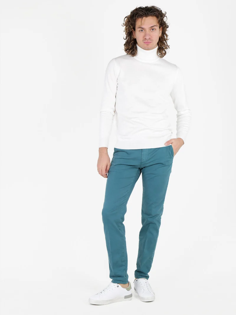 Pantaloni da uomo in cotone slim fit - ottanio