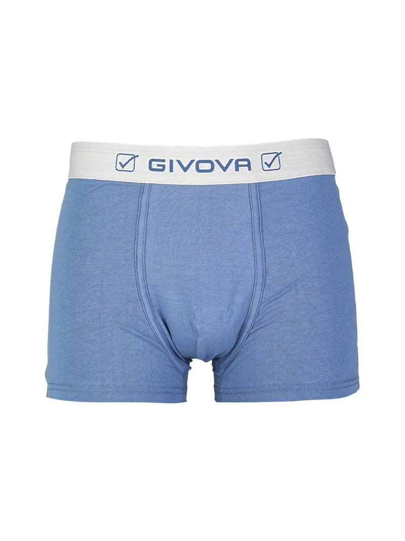 Boxer da uomo tinta unita in cotone bielastico - blu