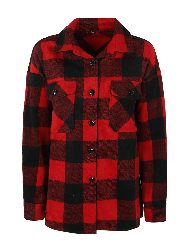 Camicia da donna a quadri in flanella - rosso