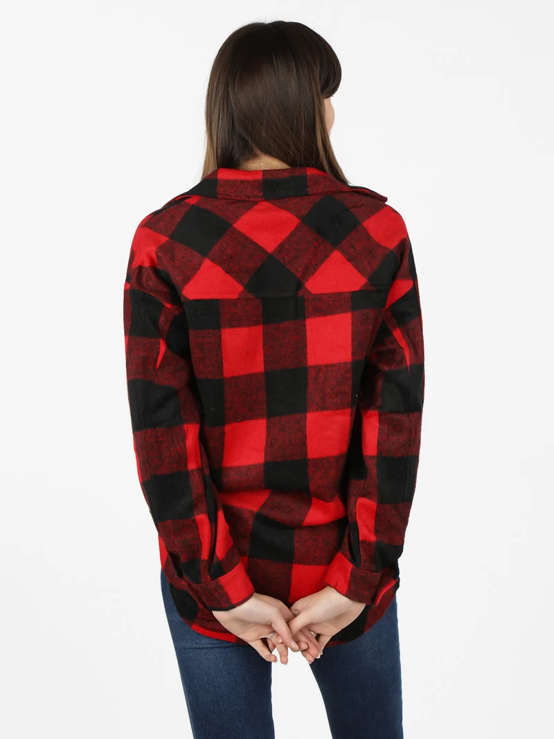 Camicia da donna a quadri in flanella - rosso