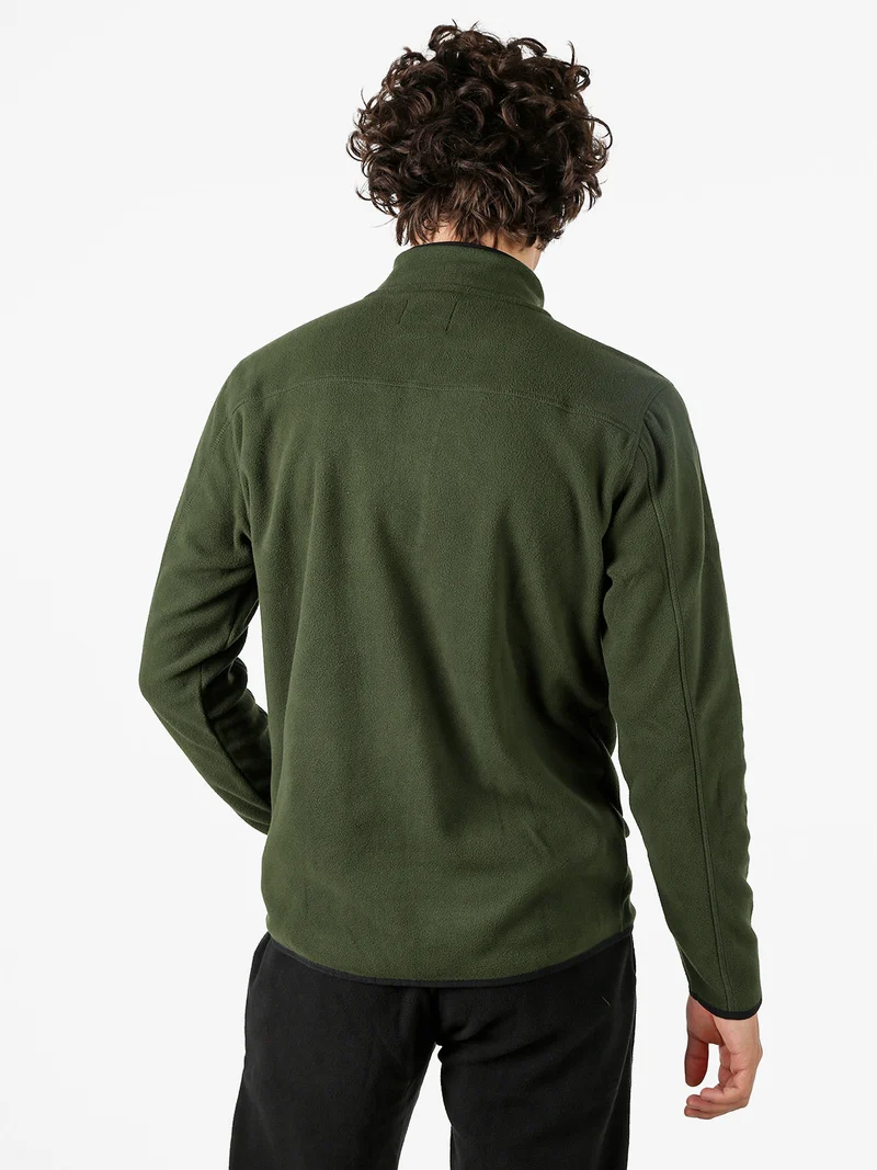 Felpa da uomo mezza zip in micropile con bordi a contrasto - verde
