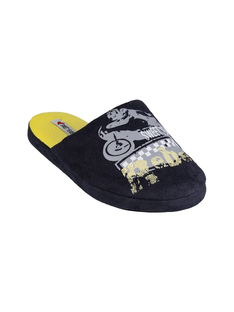 Pantofole bimbo in tessuto scamosciato - blu scuro