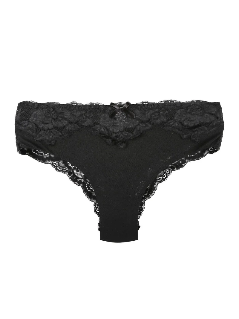 CLOE P9124S Brasiliana con pizzo - nero