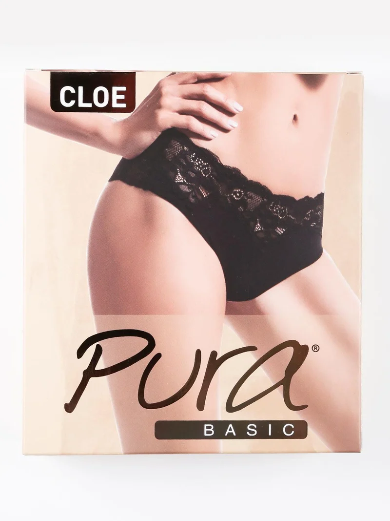 CLOE P9124S Brasiliana con pizzo - nero