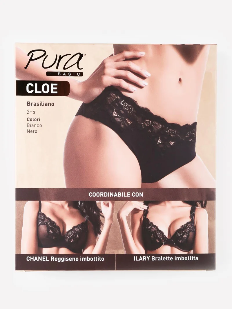 CLOE P9124S Brasiliana con pizzo - nero