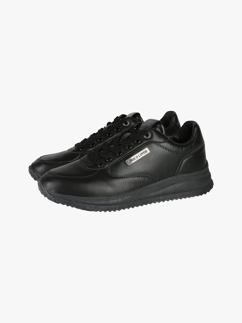 Sneakers stringate da uomo in ecopelle - nero