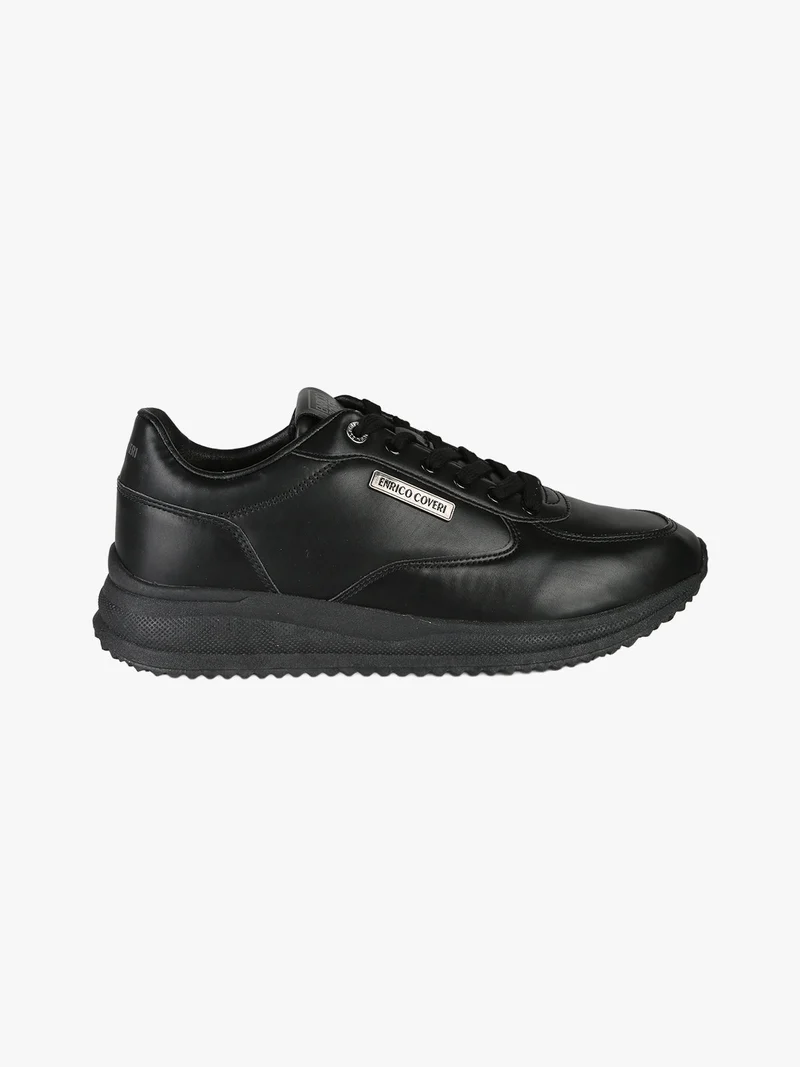 Sneakers stringate da uomo in ecopelle - nero