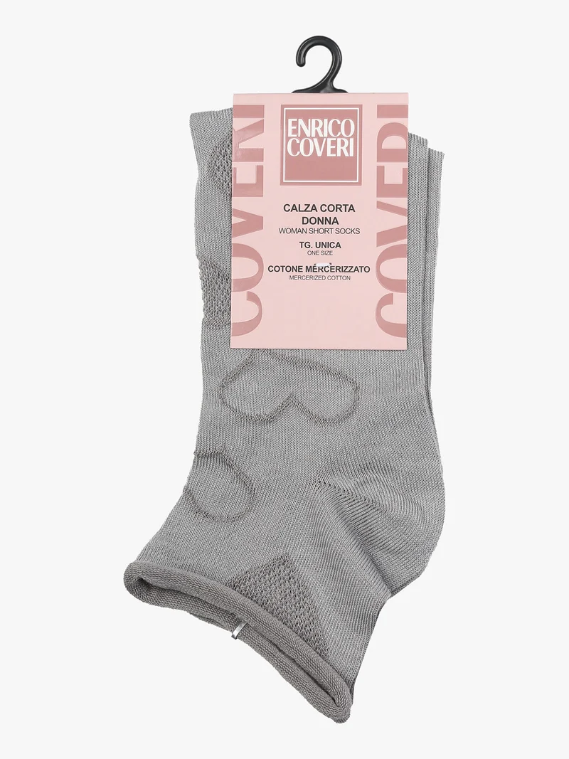 Calze corte da donna con ricami a cuori - grigio