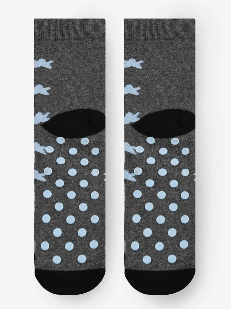 Calze antiscivolo bimba con unicorno - grigio scuro
