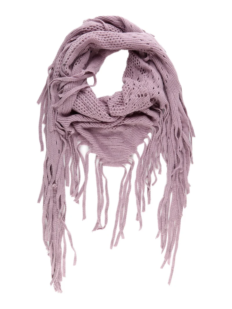 Sciarpa donna in misto lana con frange - lilla