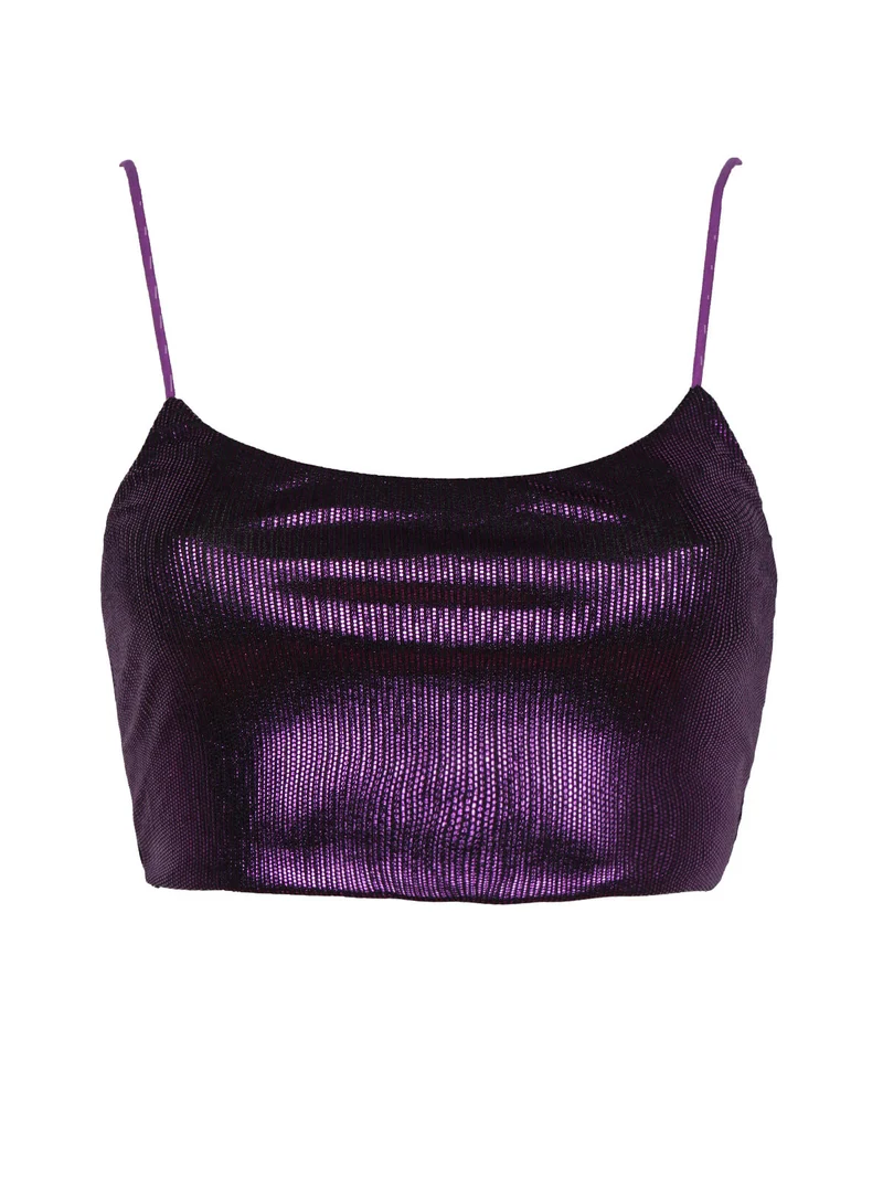 Top corto donna con lurex - viola