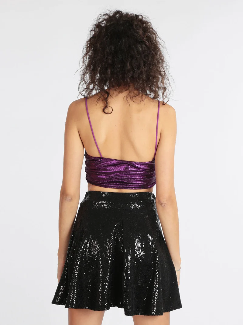Top corto donna con lurex - viola