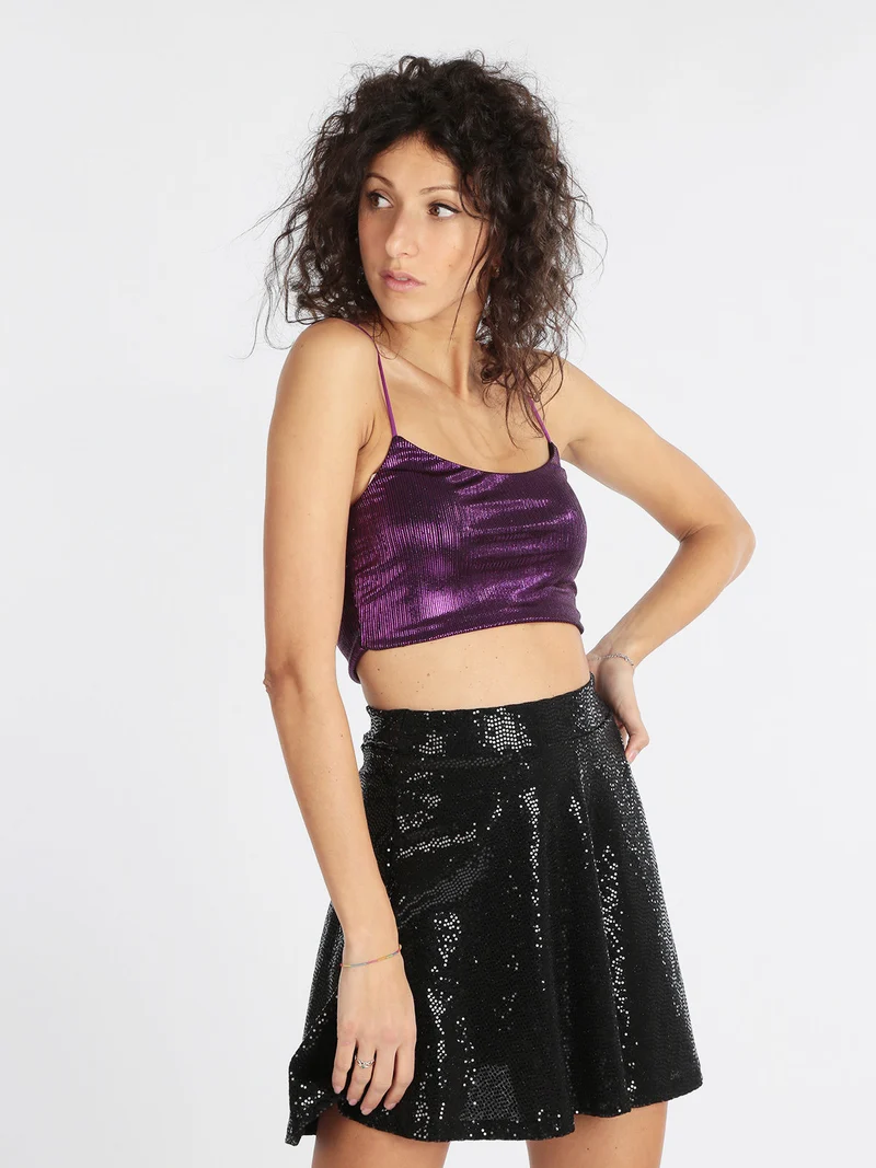 Top corto donna con lurex - viola
