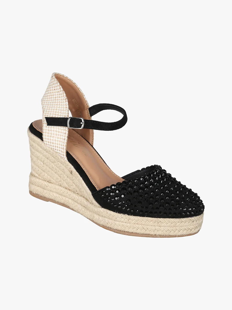 Campesine donna con zeppa e borchie - nero