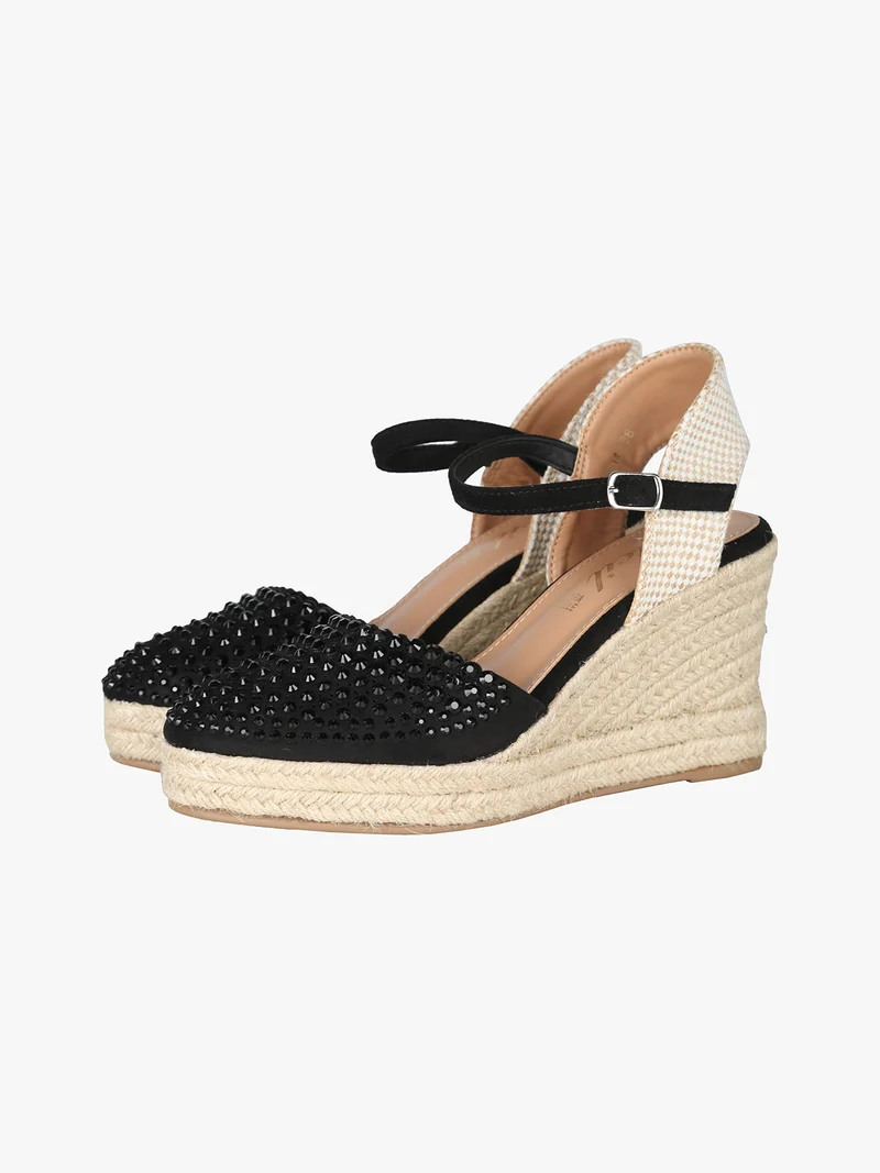 Campesine donna con zeppa e borchie - nero