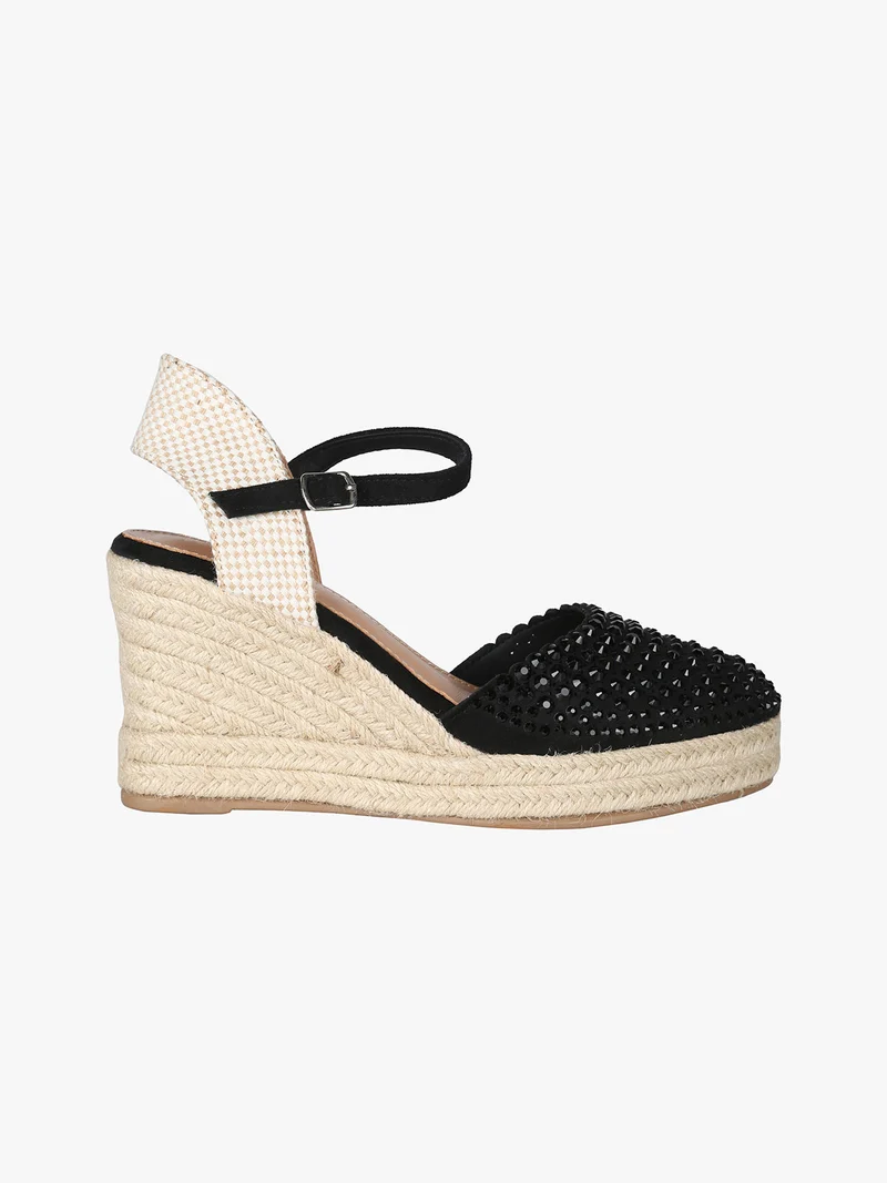 Campesine donna con zeppa e borchie - nero