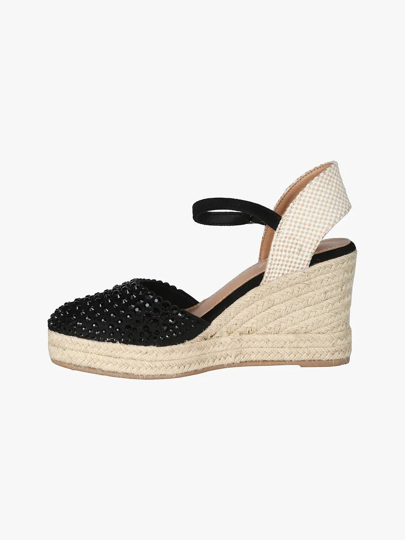 Campesine donna con zeppa e borchie - nero