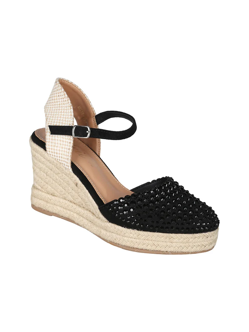 Campesine donna con zeppa e borchie - nero